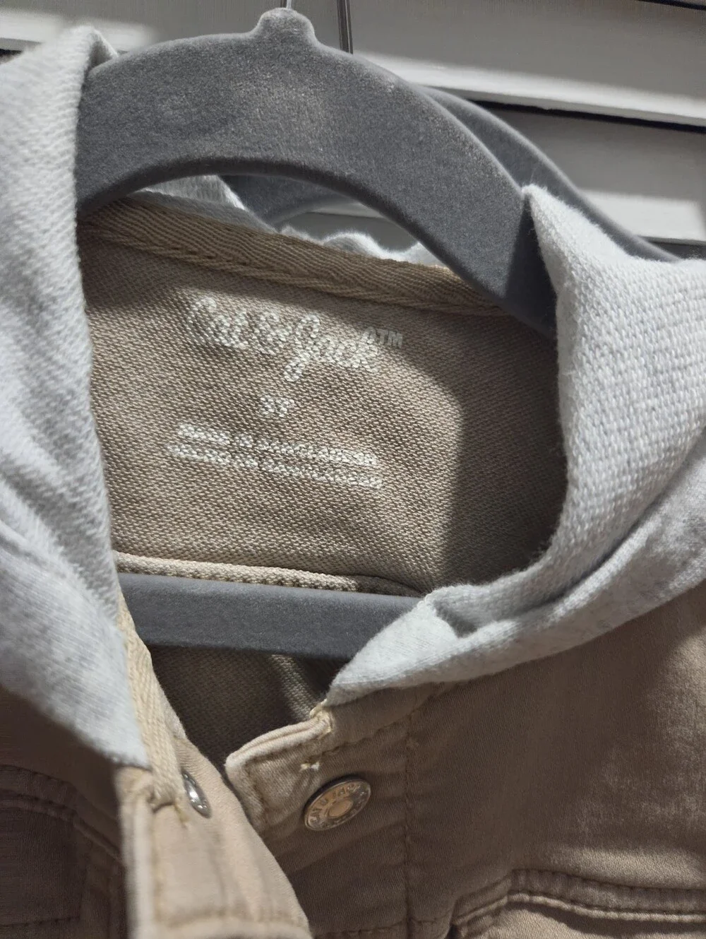 Cat & Jack Kids Two-Tone Hooded Jacket - Tan & Light Gray / Size 3t